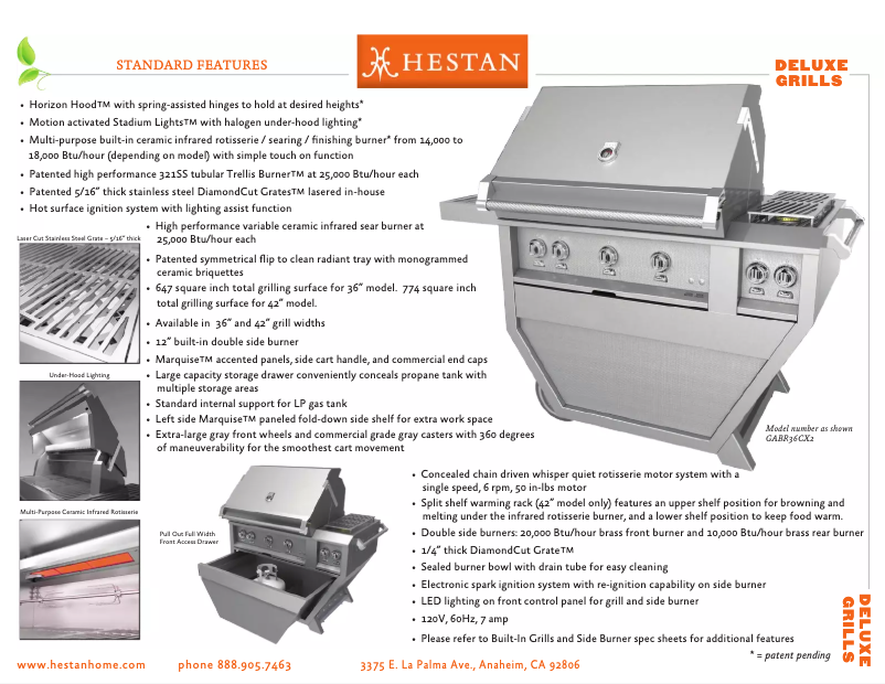 Página 1 del manual Ficha técnica Hestan GABR42CX2-NG-GR