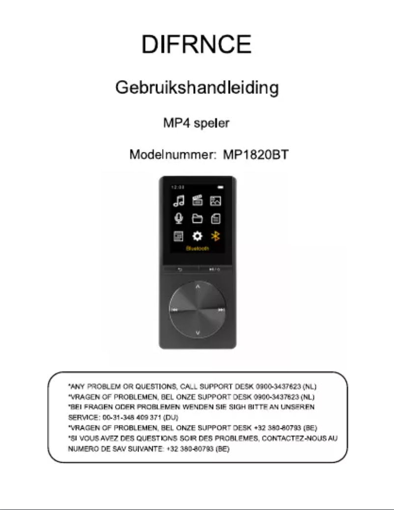 Página 1 del manual Manual de usuario Difrnce MP1820BT