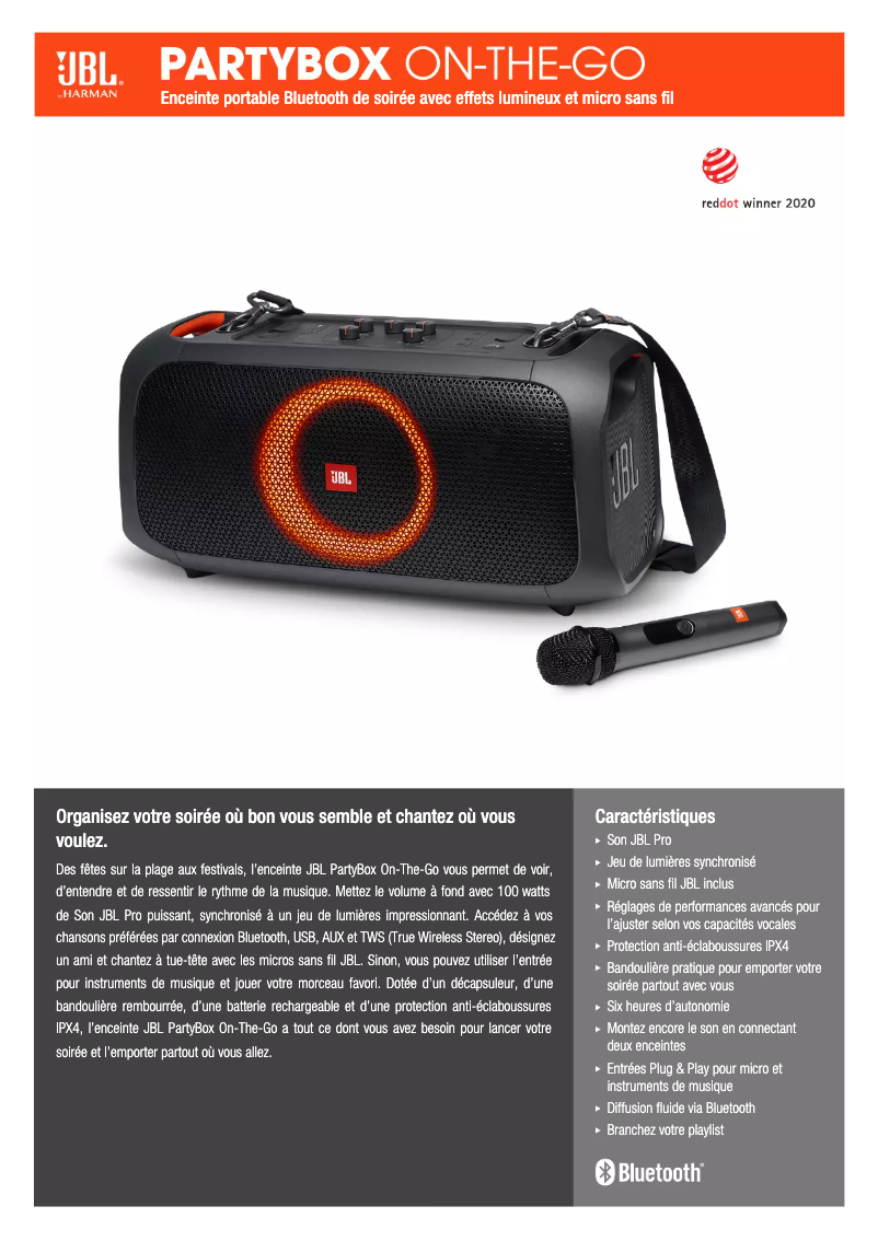 Imagen de la primera página del manual del dispositivo PartyBox On-The-Go