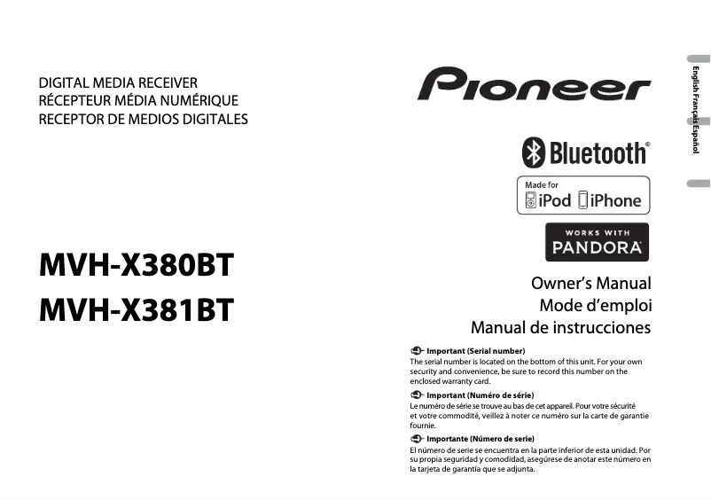 Imagen de la primera página del manual del dispositivo MVH-X381BT
