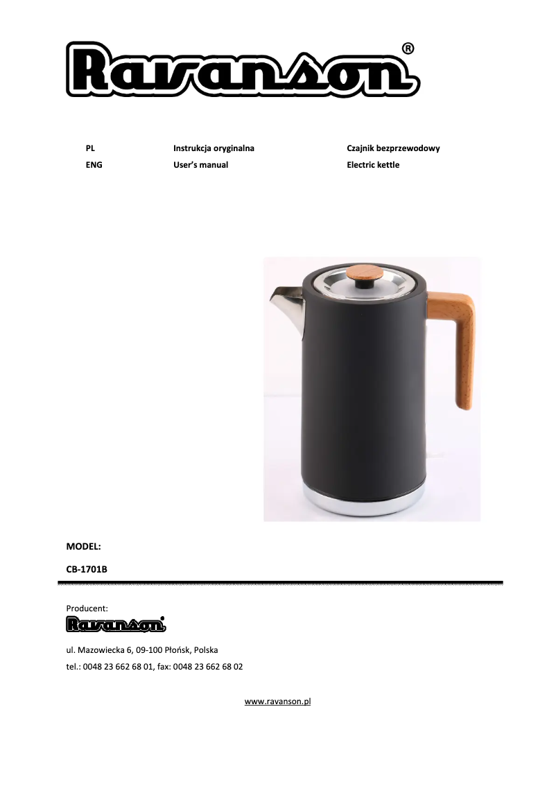 Página 1 del manual Manual de usuario Ravanson CB-1701B