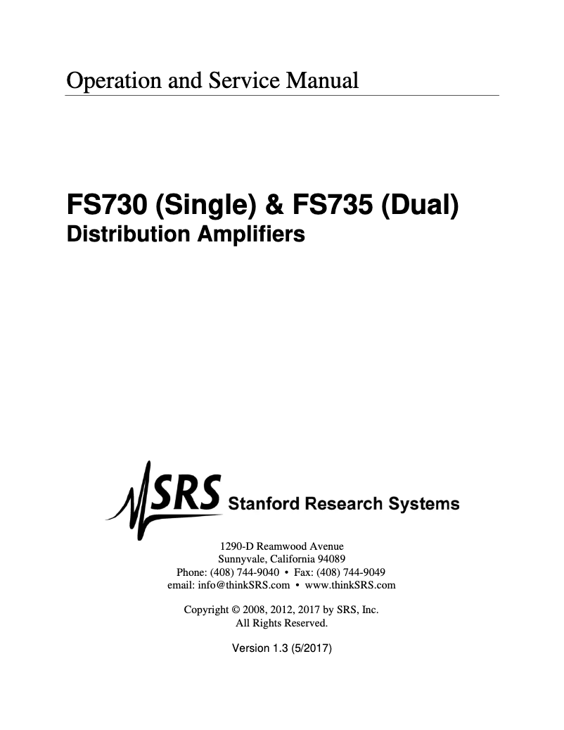 Imagen de la primera página del manual del dispositivo FS730