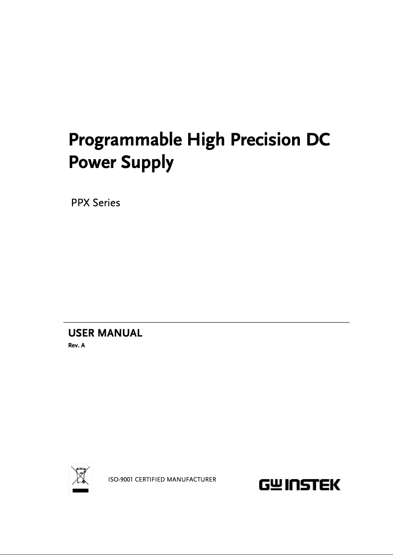 Página nº 1 - Manual de usuario GW Instek PPX-1005