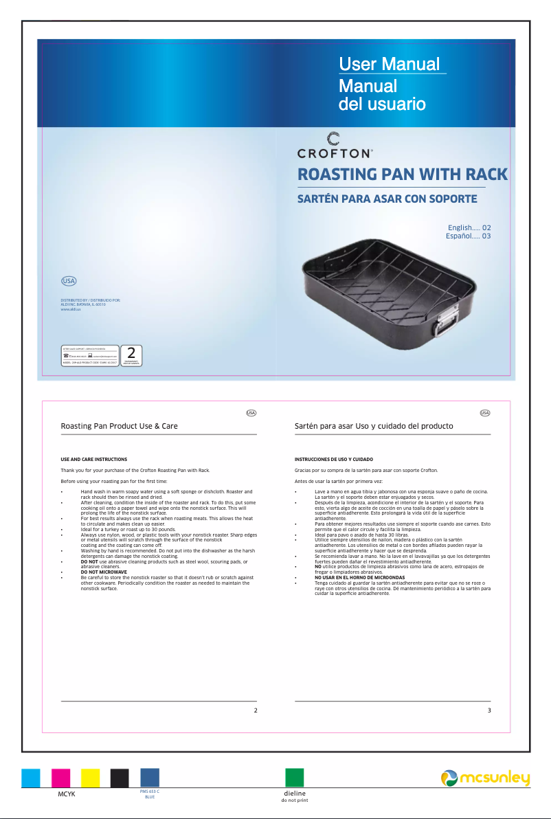 Imagen de la primera página del manual del dispositivo Roasting Pan with Rack 209-ALD