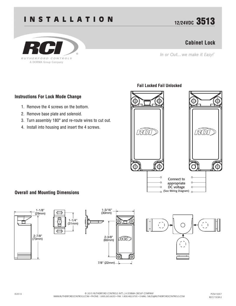 Imagen de la primera página del manual del dispositivo RCI 3513
