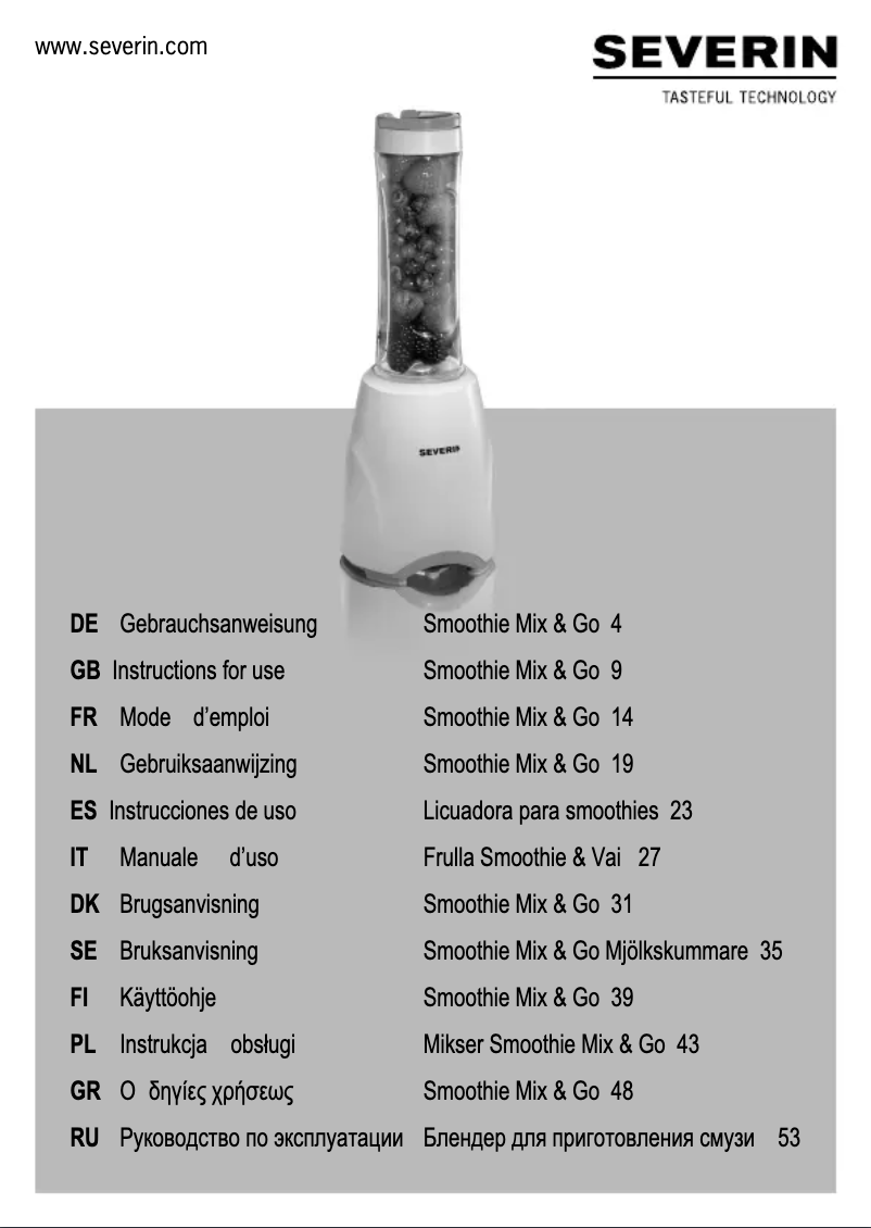 Página 1 del manual Manual de usuario Severin SMOOTHIE MIX & GO