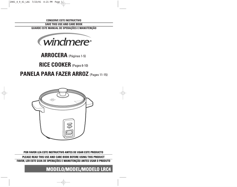 Página 1 del manual Manual de usuario Windmere LRC4