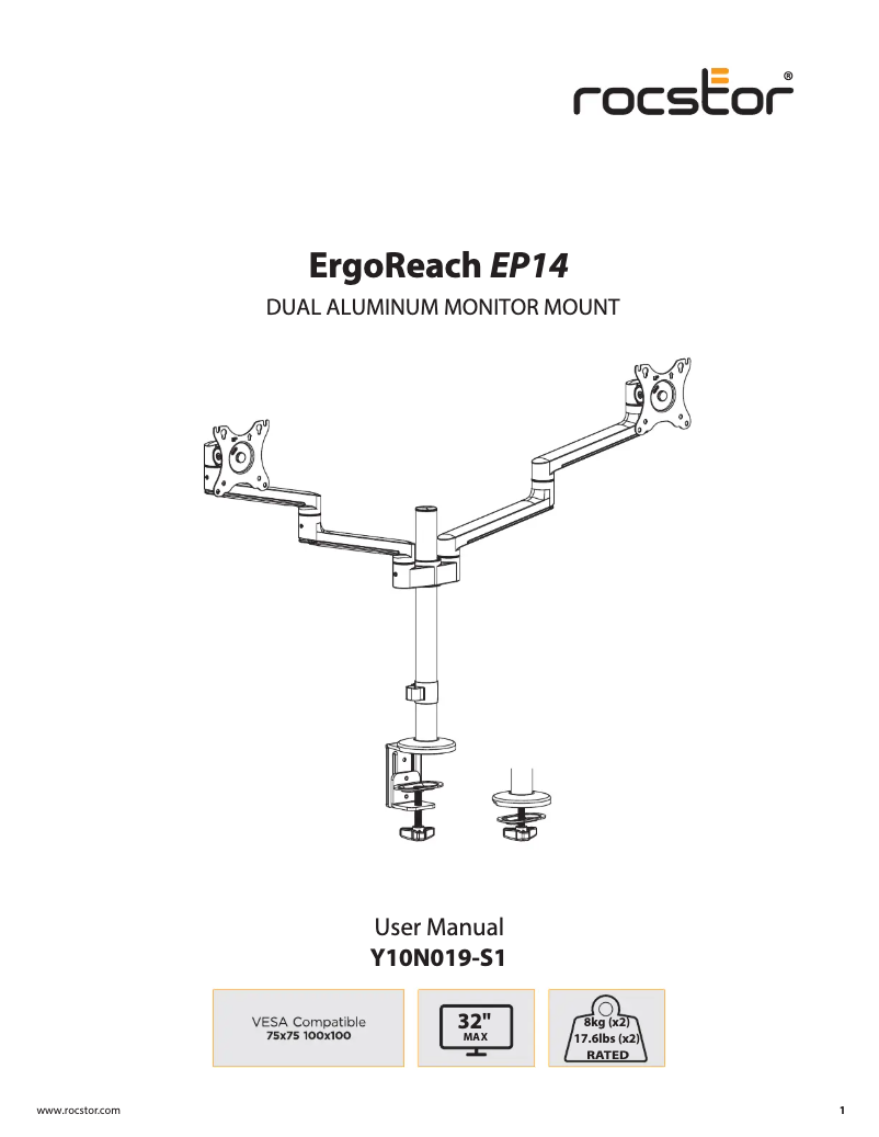 Página nº 1 - Manual de usuario Rocstor ErgoReach EP14