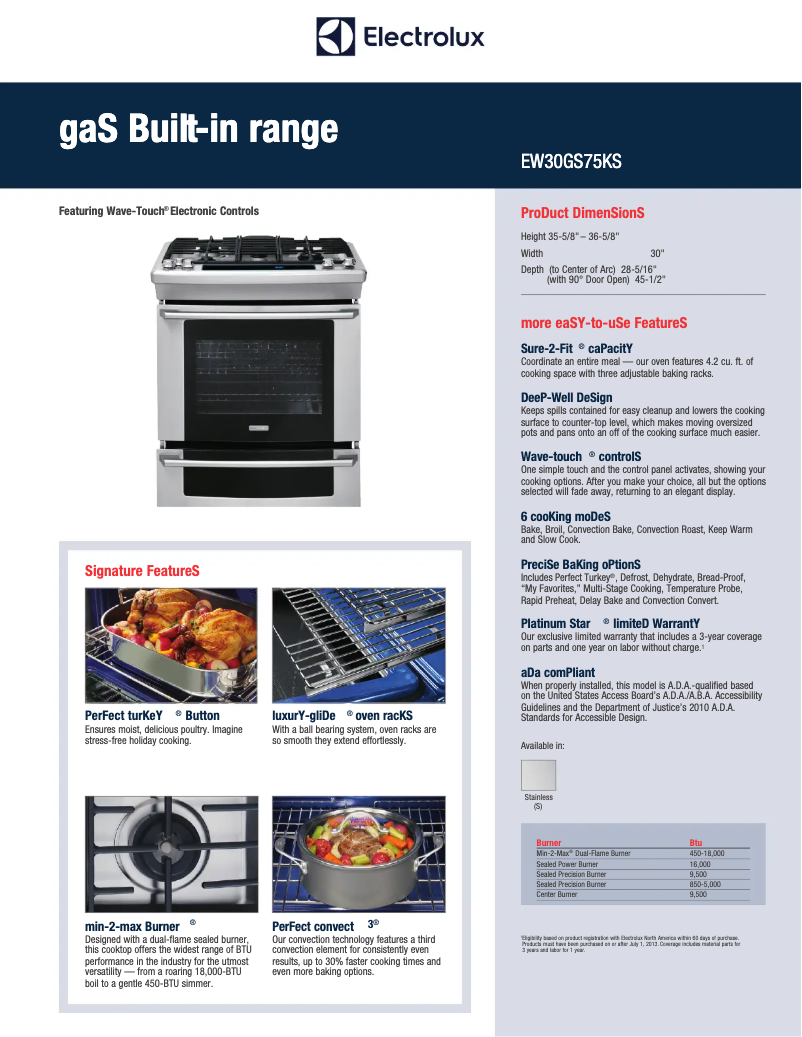 Página 1 del manual Ficha técnica Electrolux EW30GS75KS