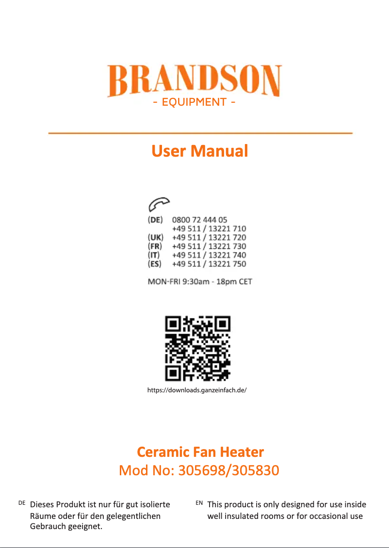 Página nº 1 - Manual de usuario Brandson 305698