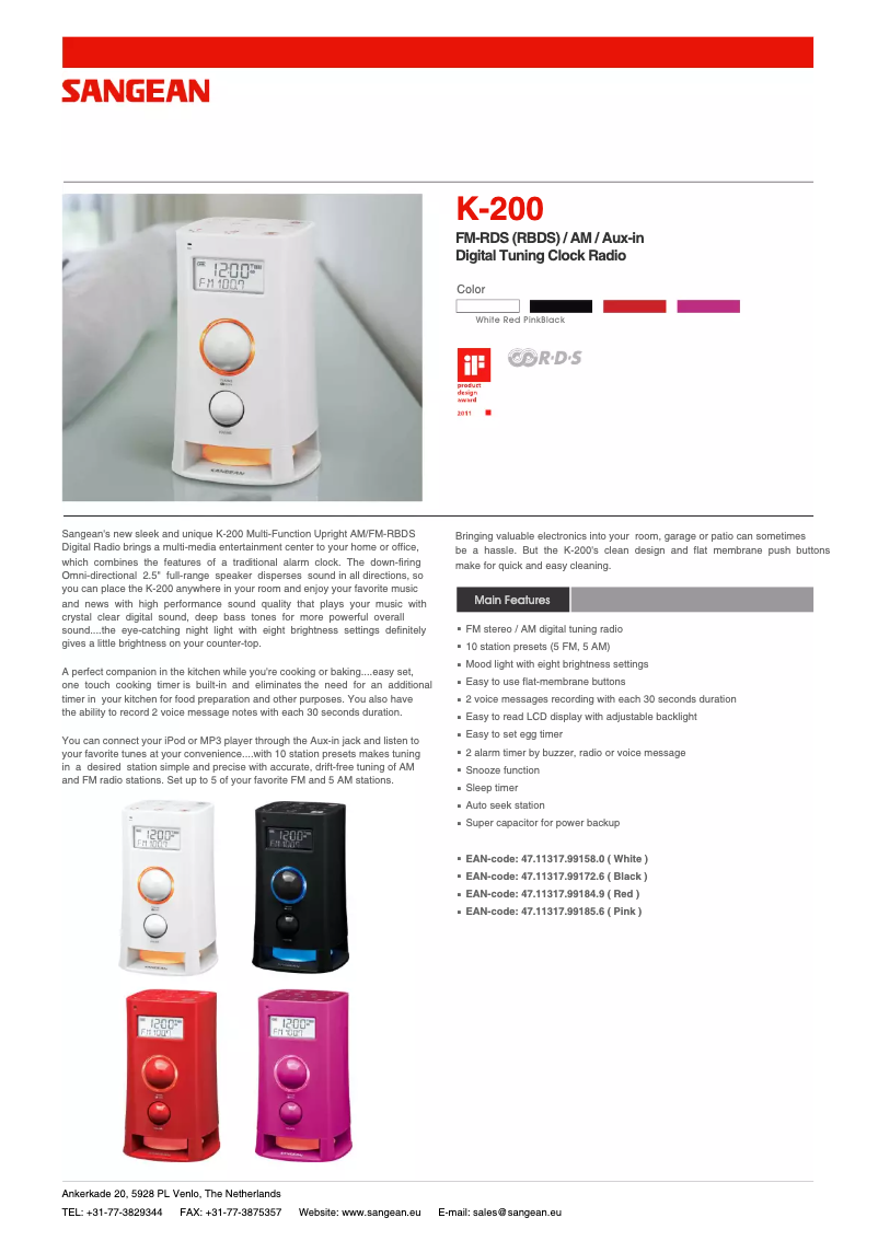 Imagen de la primera página del manual del dispositivo K-200