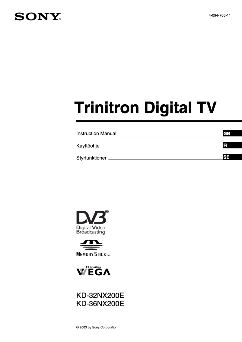 Imagen de la primera página del manual del dispositivo KD-36NX200E