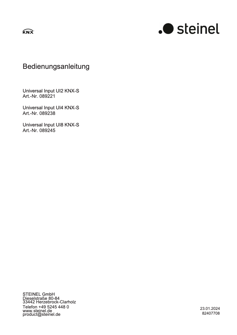Página 1 del manual Manual de usuario Steinel UI2 KNX