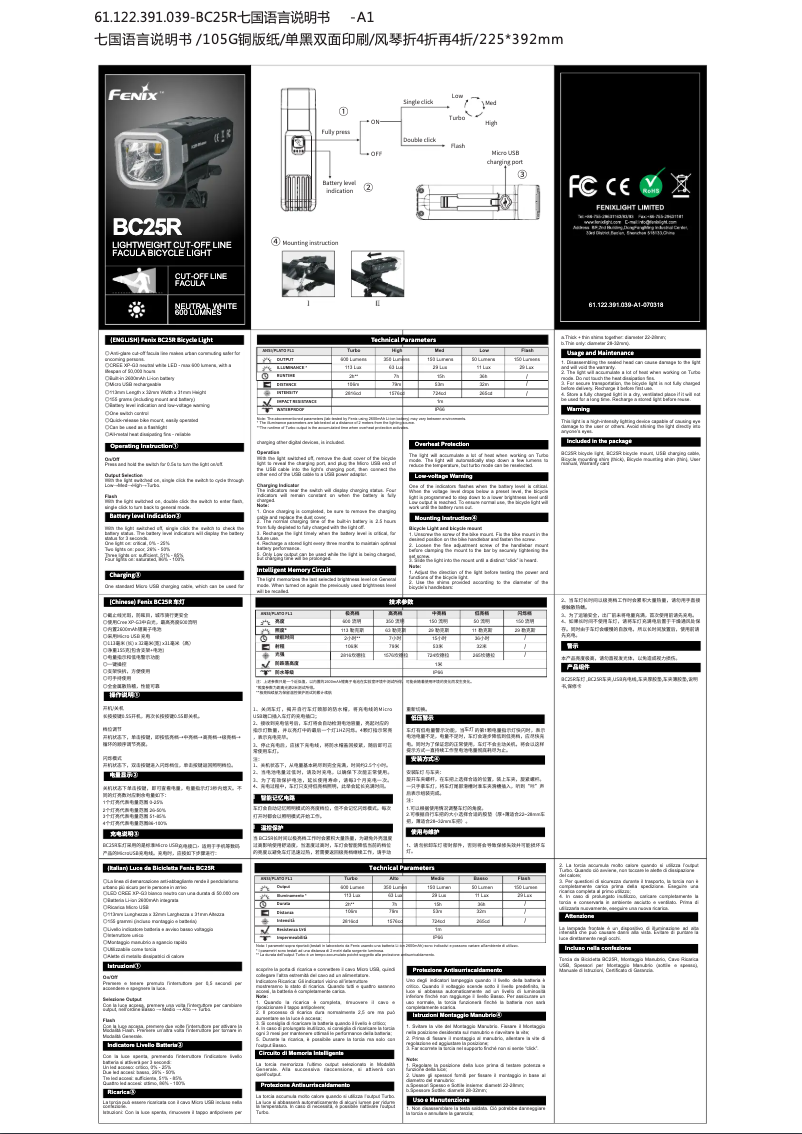 Imagen de la primera página del manual del dispositivo BC25R