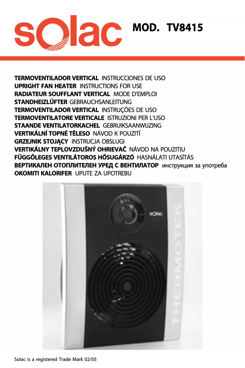 Página 1 del manual Manual de usuario Solac TV8415