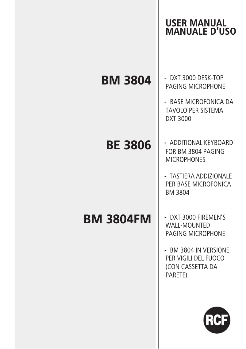 Página nº 1 - Manual de usuario RCF BM 3804FM