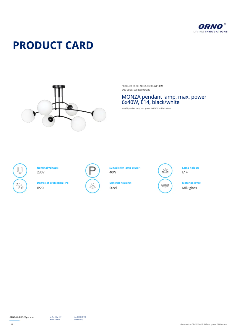 Imagen de la primera página del manual del dispositivo AD-LD-6323B-WE14SM