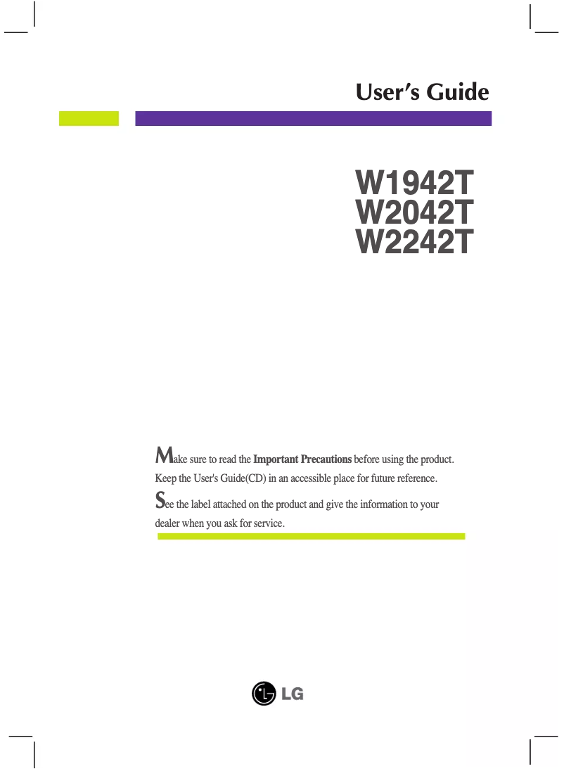 Página nº 1 - Manual de usuario LG W1942T-PF