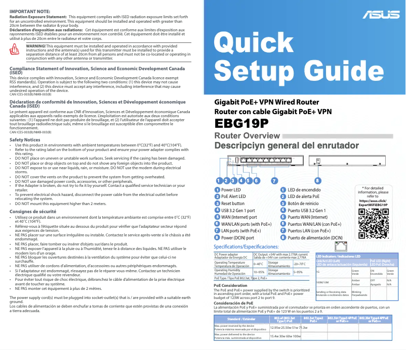 Imagen de la primera página del manual del dispositivo ExpertWiFi EBG19P