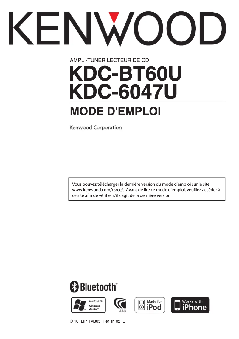 Imagen de la primera página del manual del dispositivo KDC-BT60U