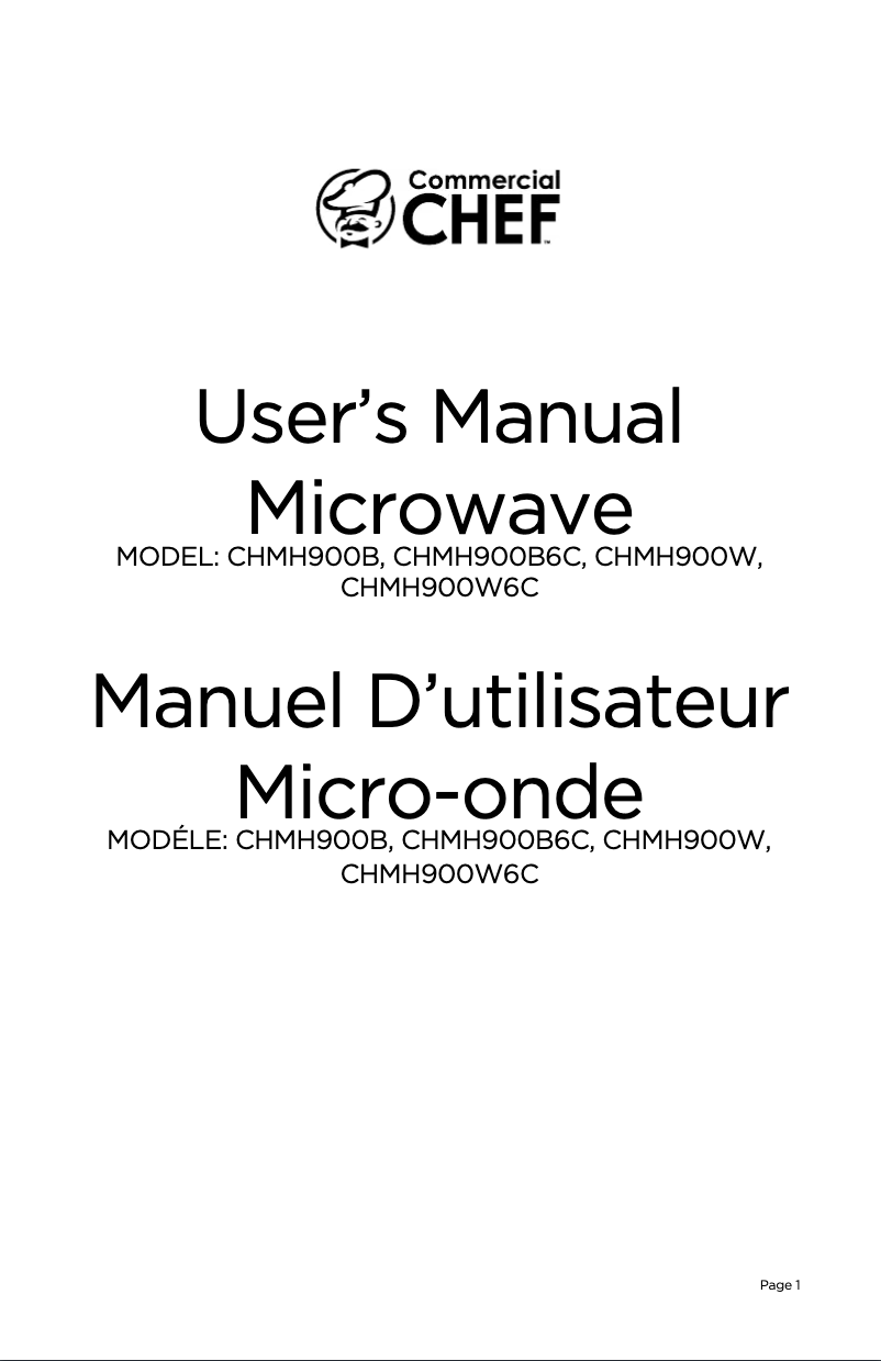 Página 1 del manual Manual de usuario Commercial Chef CHMH900B6C