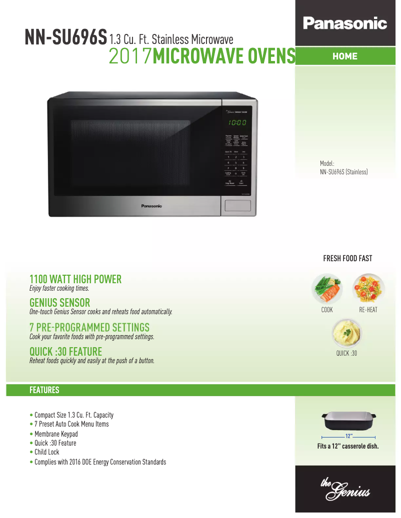 Página 1 del manual Ficha técnica Panasonic NN-SU696S