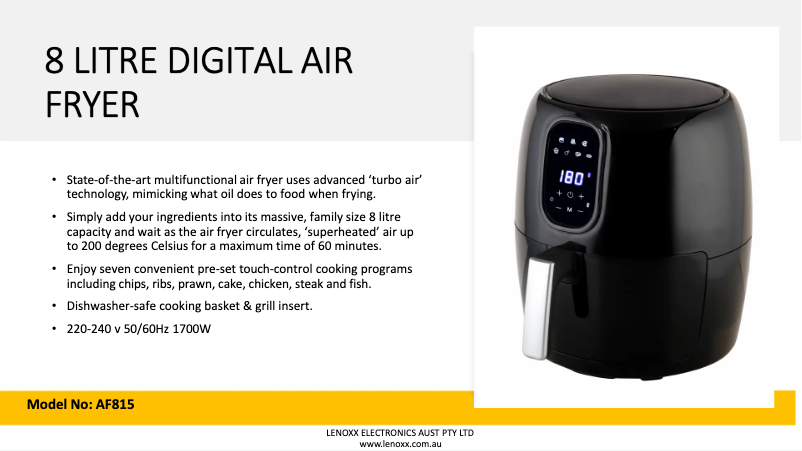 Imagen de la primera página del manual del dispositivo AF815