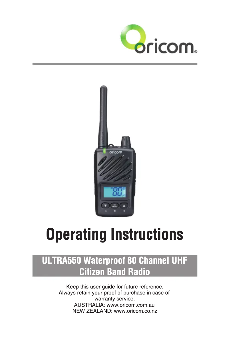 Página 1 del manual Manual de usuario Oricom ULTRATP550