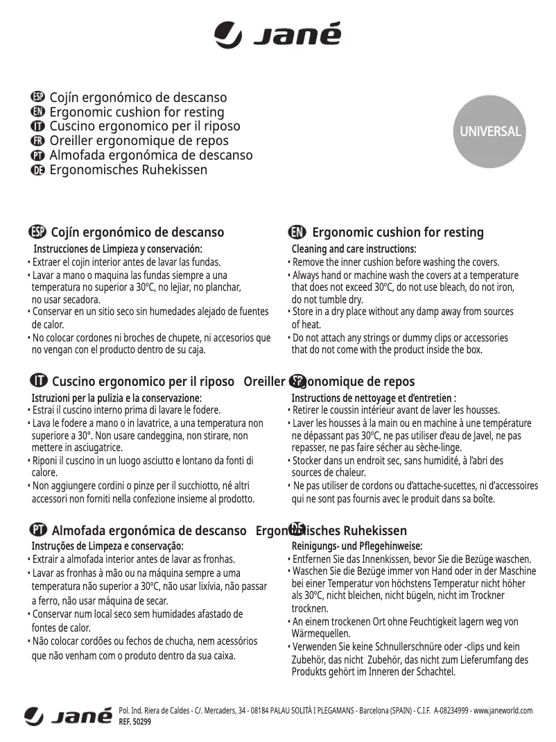 Imagen de la primera página del manual del dispositivo Ergonomic Baby Cushion