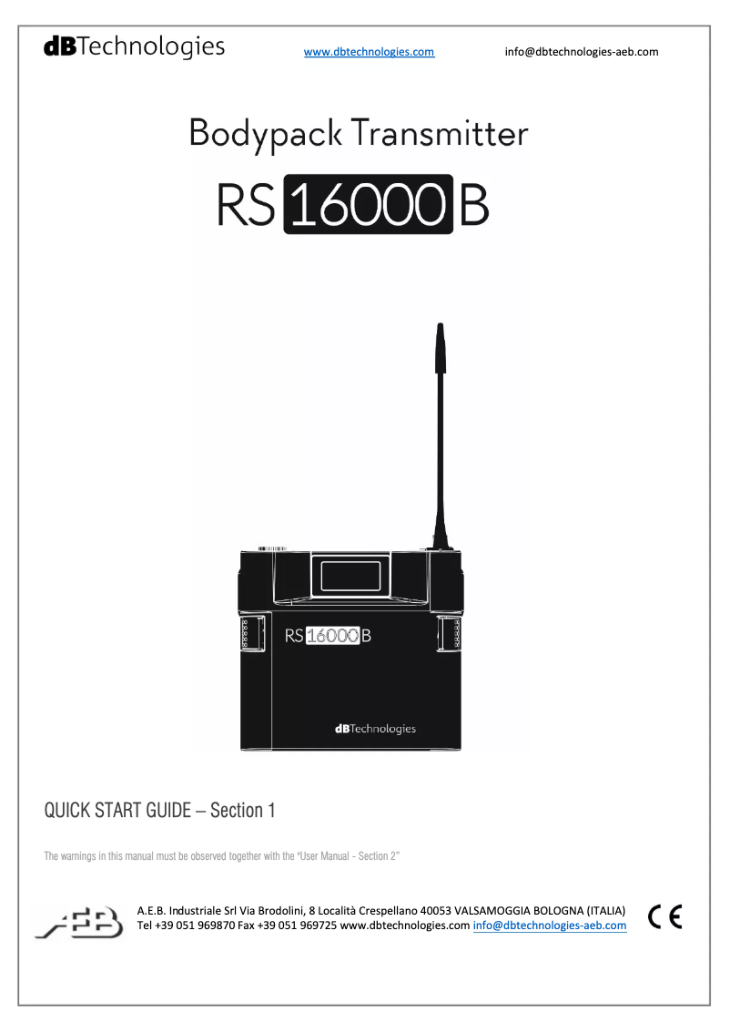 Imagen de la primera página del manual del dispositivo RS16000 B