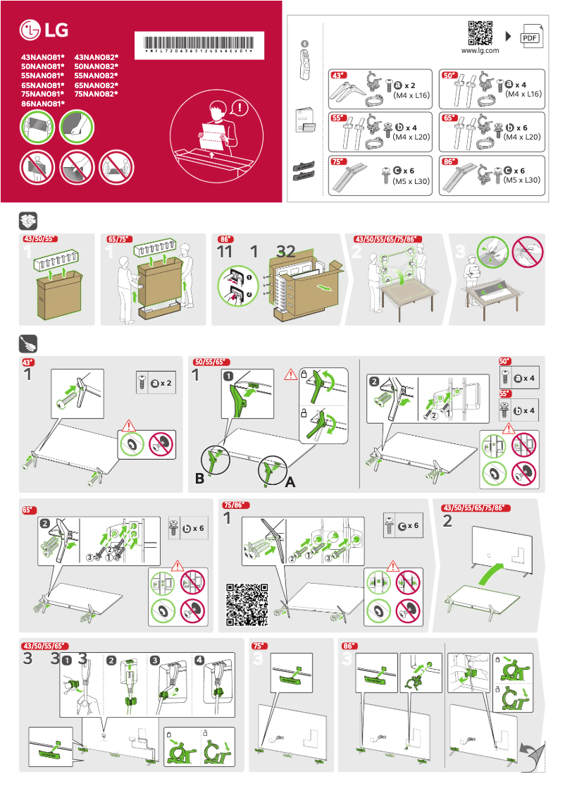 Imagen de la primera página del manual del dispositivo 43NANO82T6B