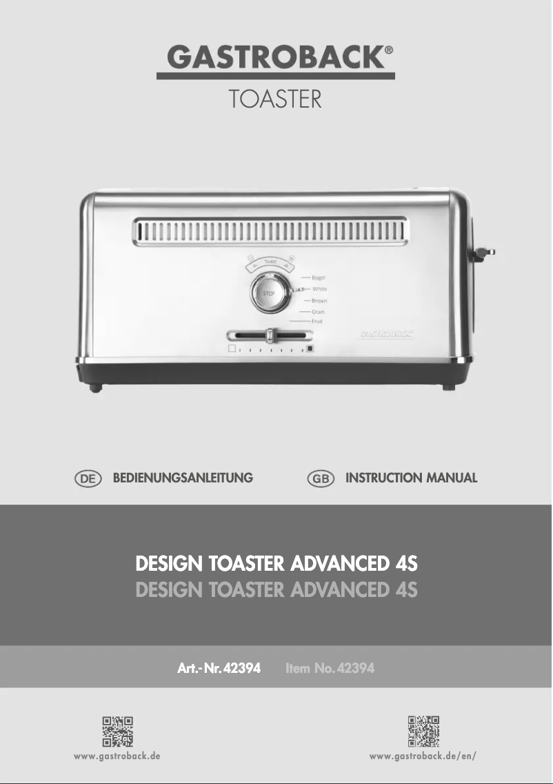 Página nº 1 - Manual de usuario Gastroback Advanced 4S 42394