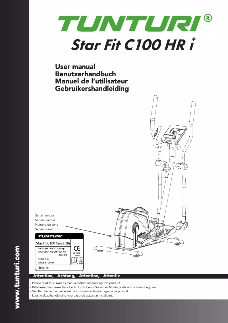 Página 1 del manual Manual de usuario Tunturi Star Fit C100 HR i-Plus