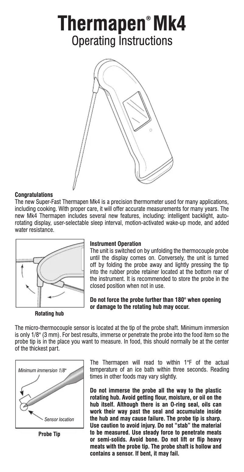 Imagen de la primera página del manual del dispositivo Thermapen Mk4