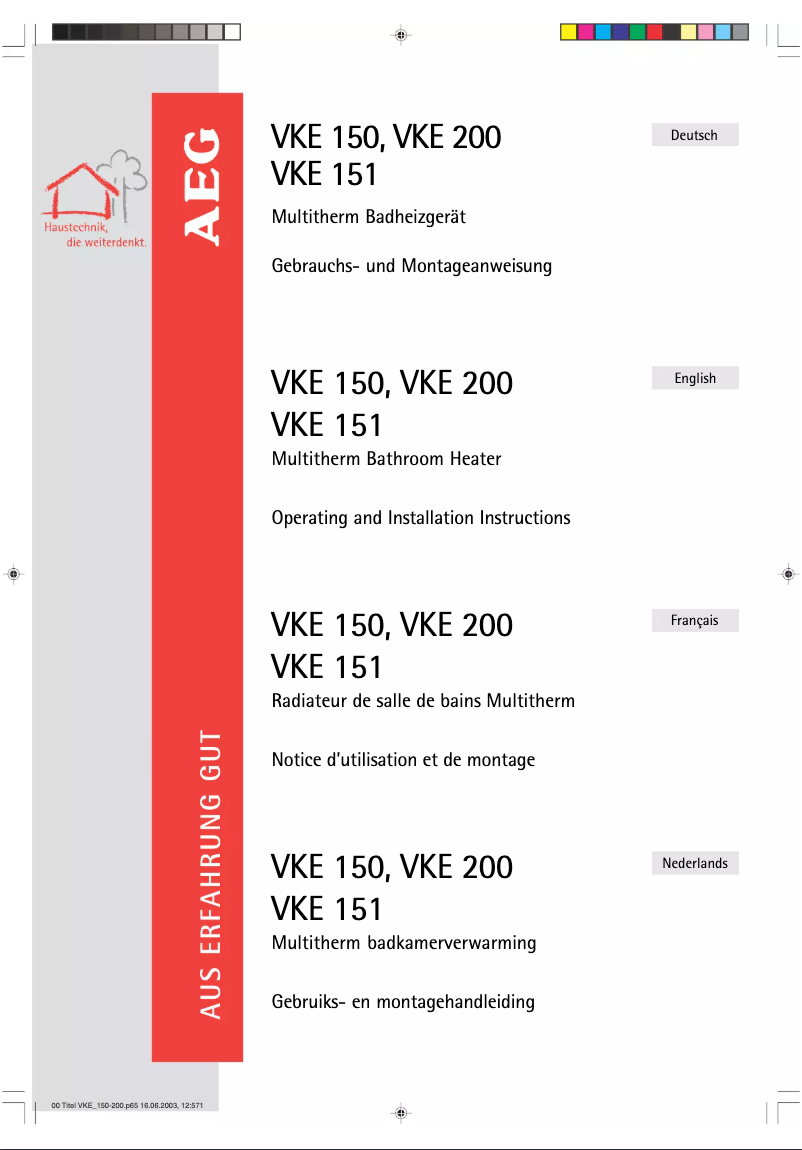 Página 1 del manual Manual de usuario AEG VKE 151