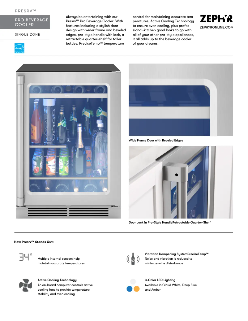 Página 1 del manual Ficha técnica Zephyr Presrv PRPB24C01AG