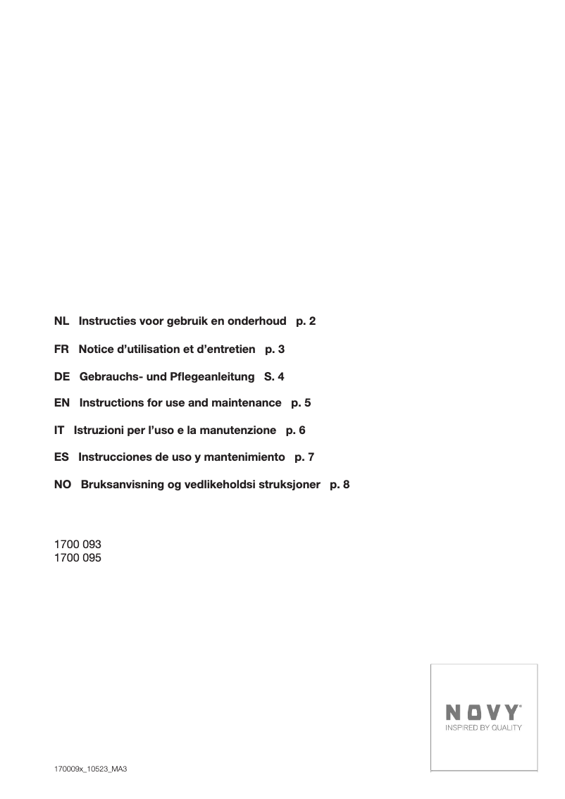 Página 1 del manual Manual de usuario Novy 1700093