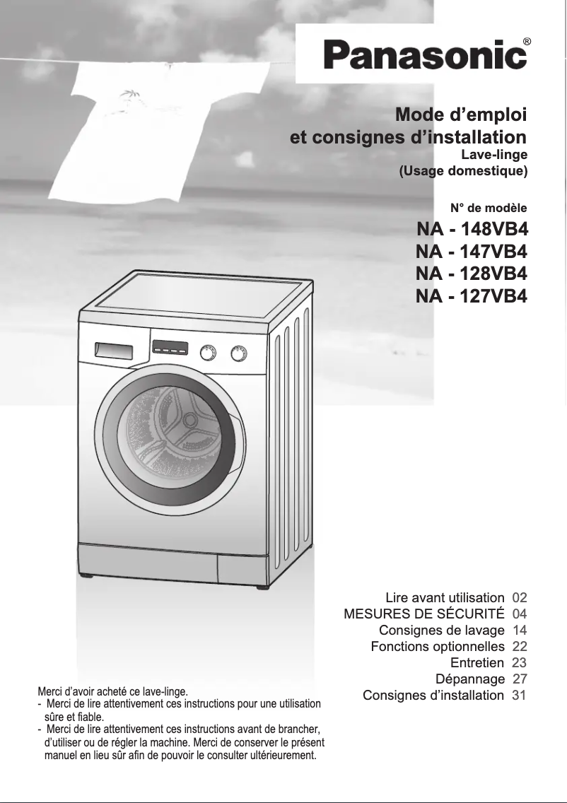 Página 1 del manual Manual de usuario Panasonic NA-128VB4