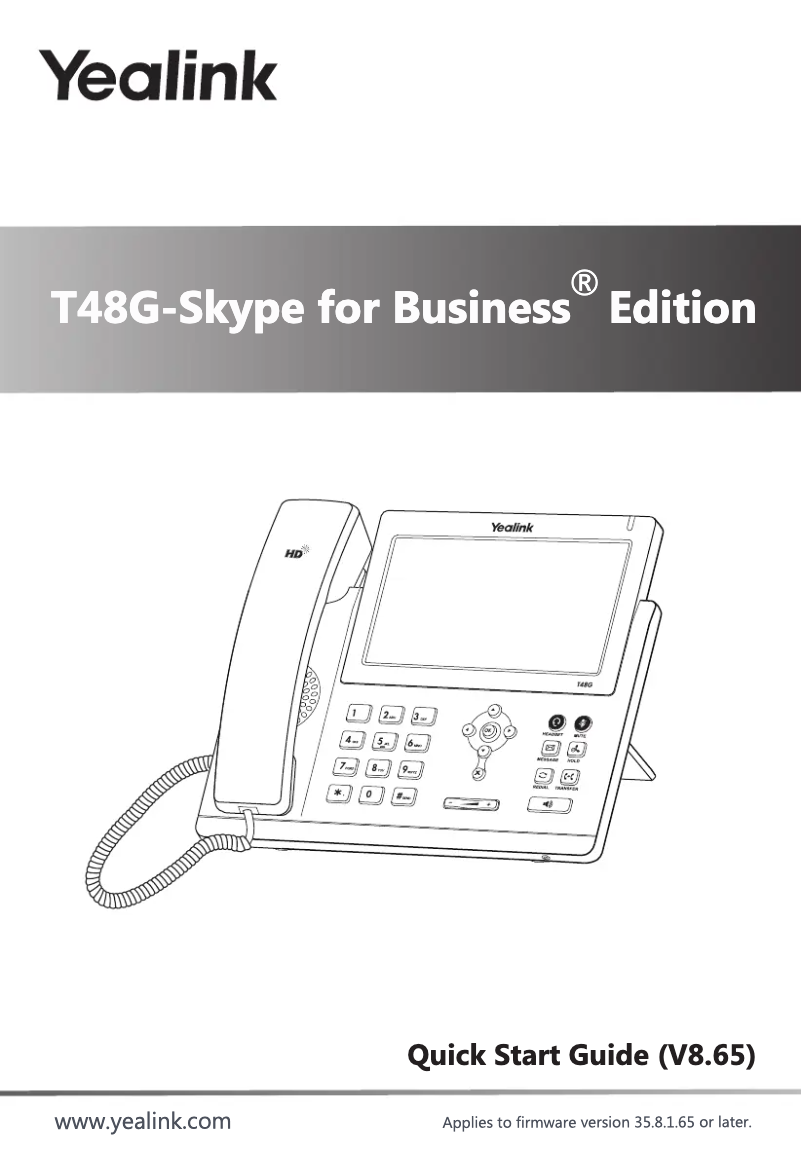 Página nº 1 - Guía de inicio rápido Yealink T48G