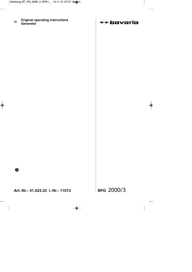 Página nº 1 - Manual de usuario Bavaria BPG 2000/3