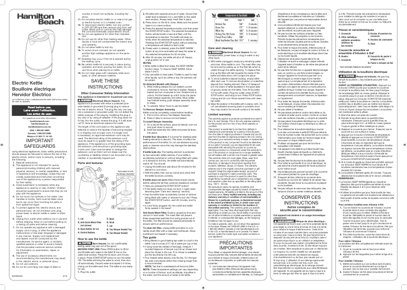 Página 1 del manual Manual de instrucciones Hamilton Beach 40942