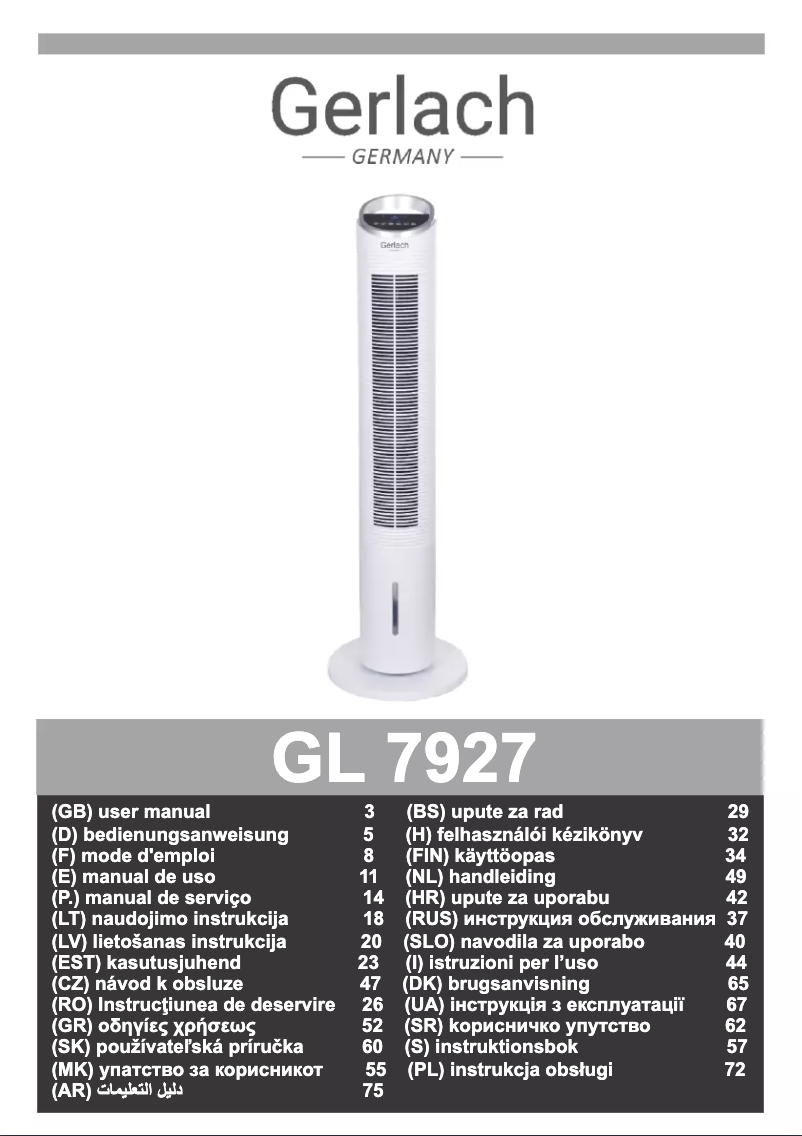 Imagen de la primera página del manual del dispositivo GL 7927
