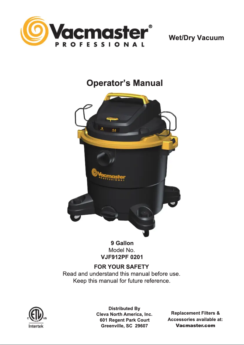 Página 1 del manual Manual de usuario Vacmaster Professional VJF912PF 0201