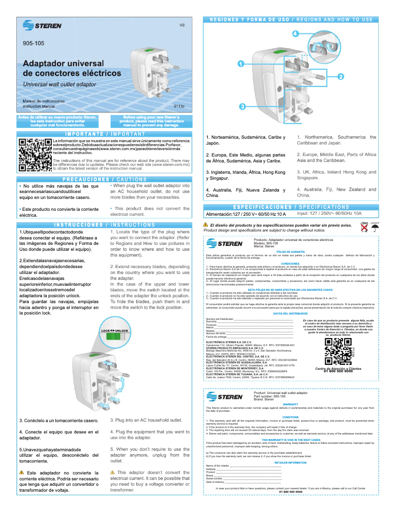 Página nº 1 - Manual de usuario Steren 905-105