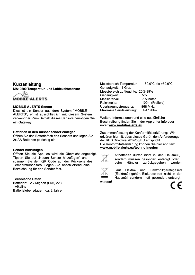 Imagen de la primera página del manual del dispositivo MA 10260