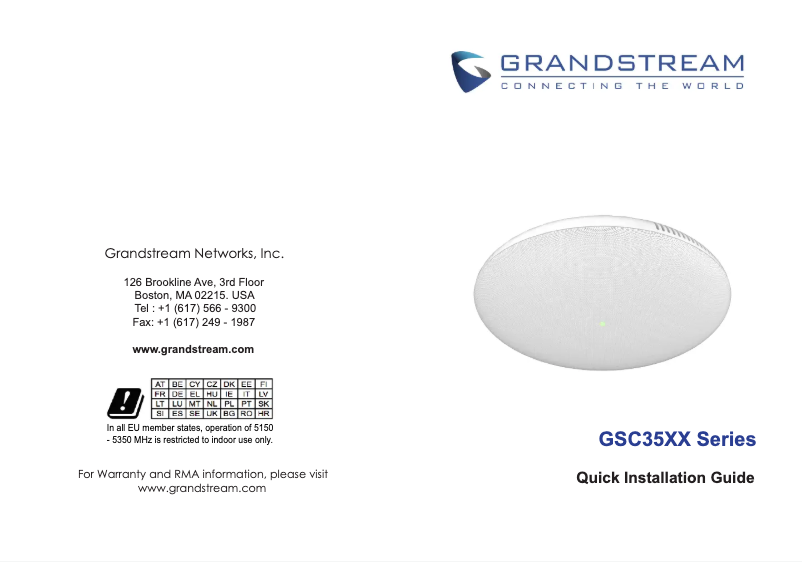 Página nº 1 - Guía de inicio rápido Grandstream GSC3510