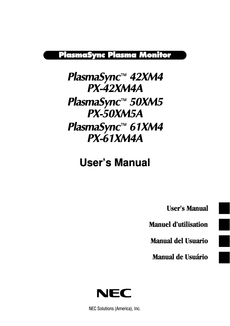 Imagen de la primera página del manual del dispositivo PlasmaSync 61XM4