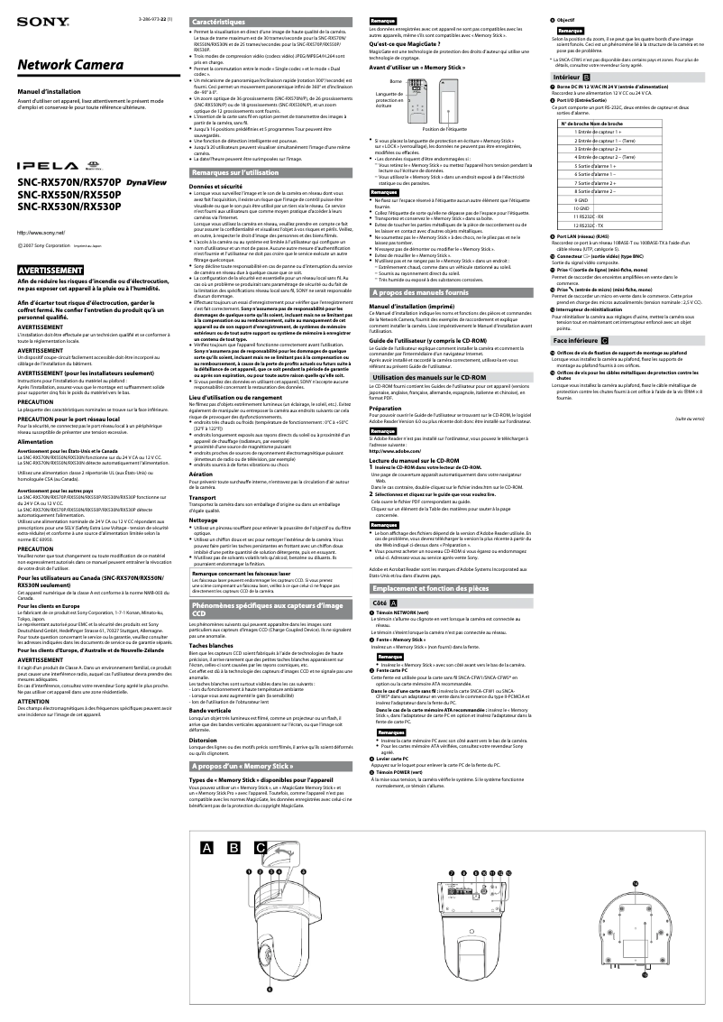 Imagen de la primera página del manual del dispositivo SNC-RX530P