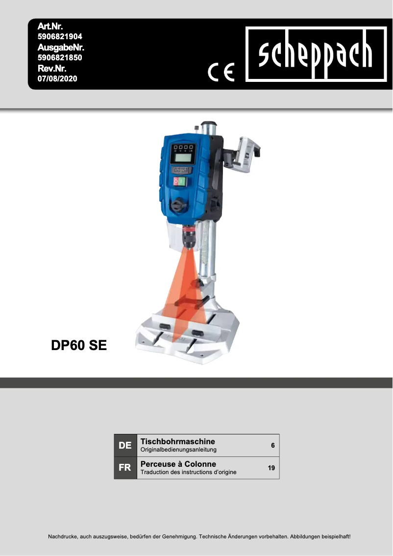 Imagen de la primera página del manual del dispositivo DP60 SE