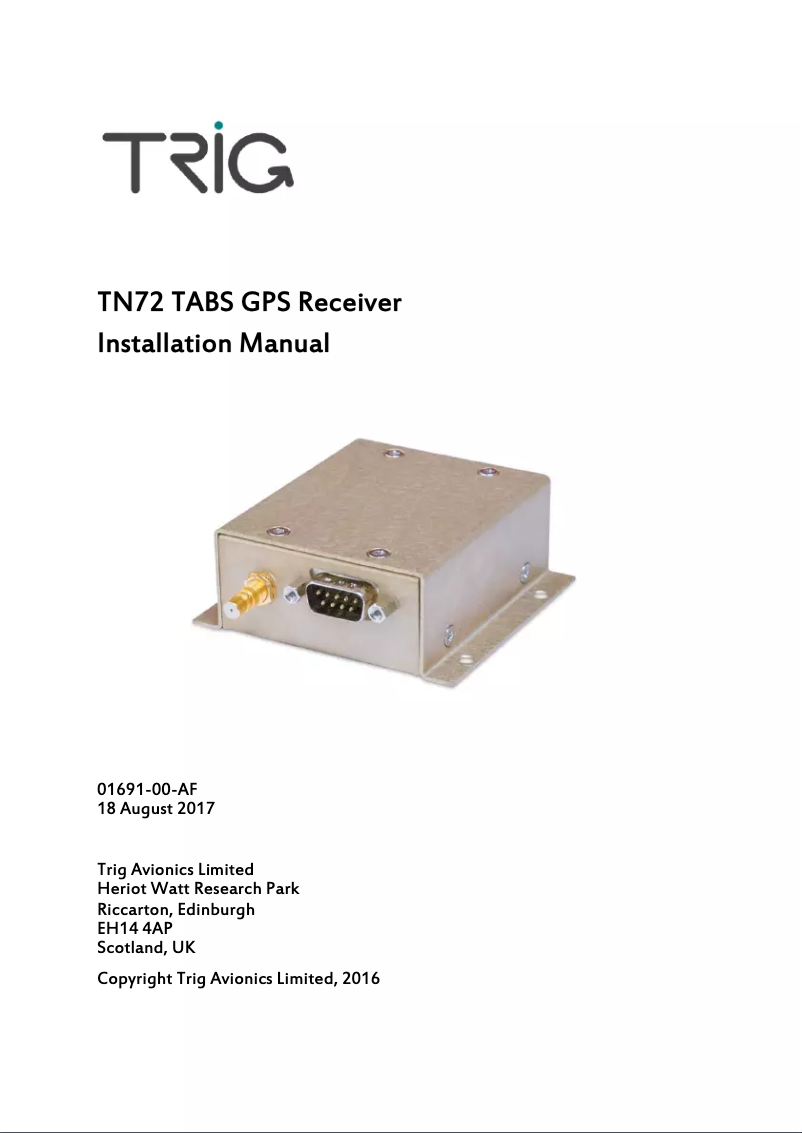 Imagen de la primera página del manual del dispositivo TN72 TABS GPS Receiver